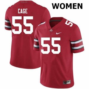 Women's Ohio State Buckeyes #55 Jerron Cage Scarlet Nike NCAA College Football Jersey Real AXZ1144NM